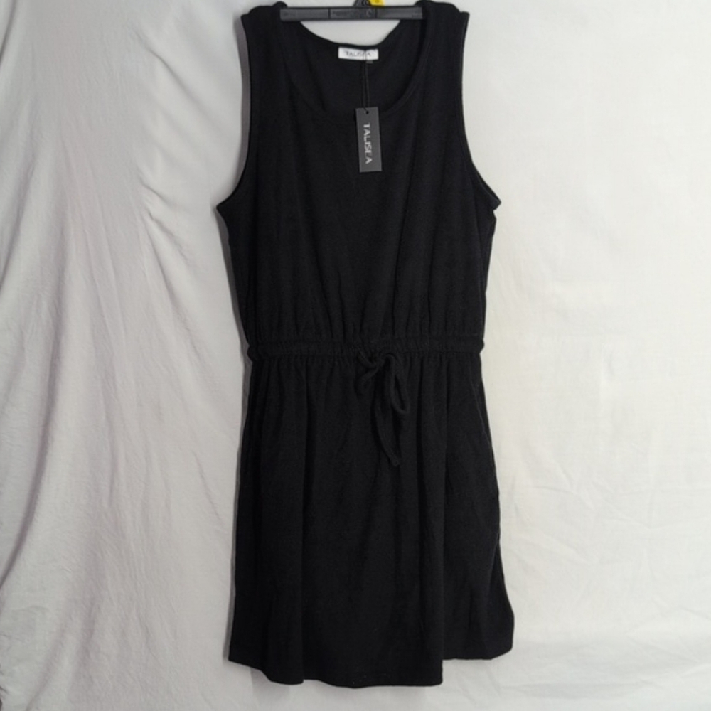 Black Sleeveless Lightweight Towel Material Beach Dress